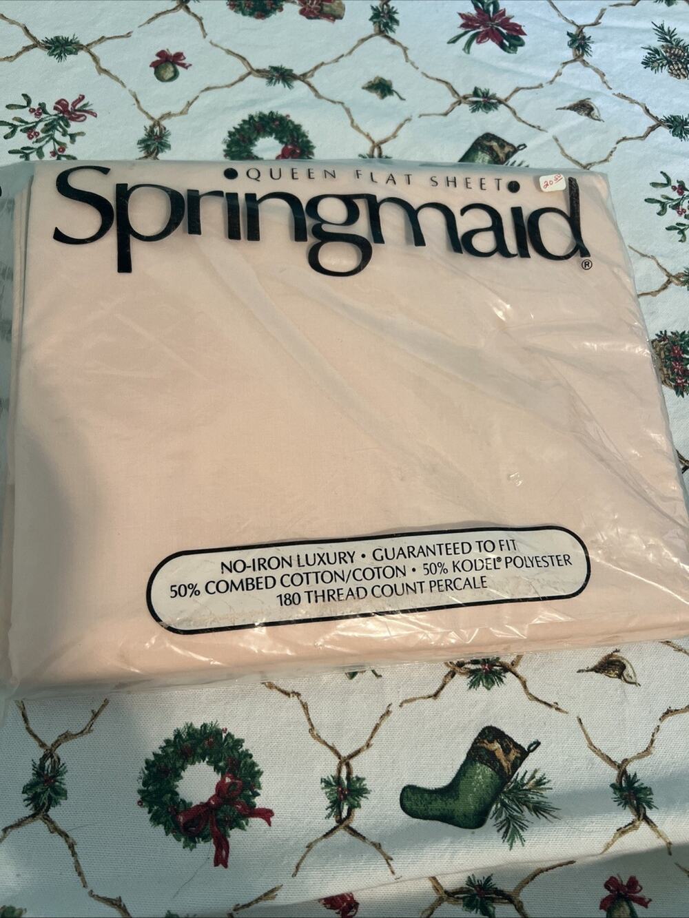 NEW Vintage Springmaid Queen Flat Sheet Peach NIP Deadstock
